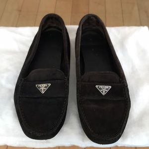 Prada Black Suede Leather Loafer, size 35